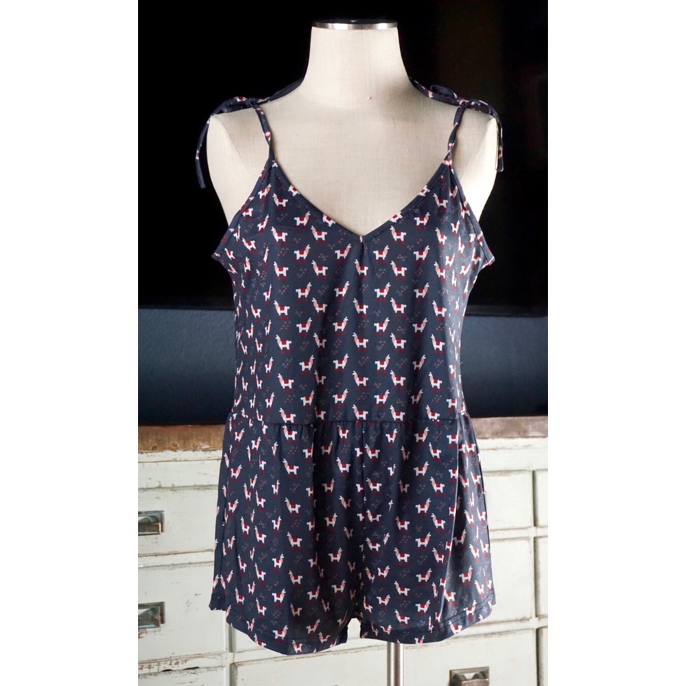 Modcloth At Day’s End Llama Sleep Romper New L